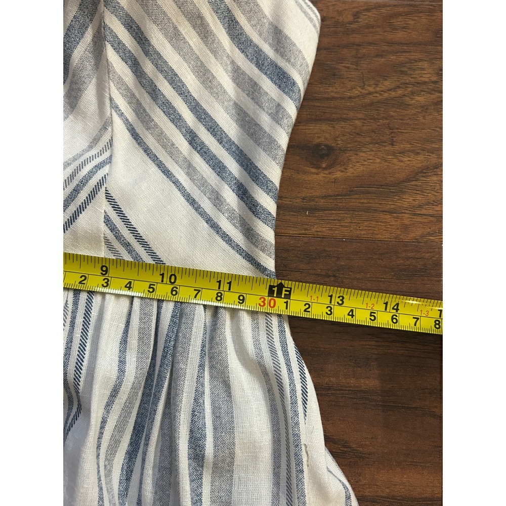 Coastal Breeze Striped Button-Front Midi Dress Womens XS Pockets Smocked Back - Picture 4 of 9